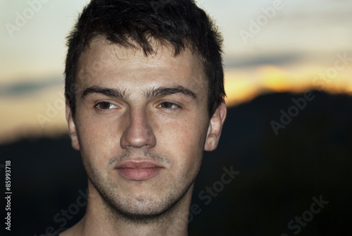 young handsome man closeup portrait