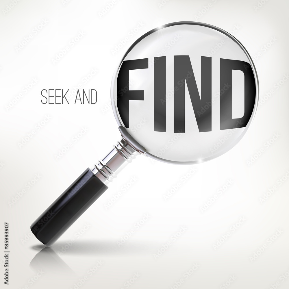 Realistic small magnifier with science message Realistic small magnifier with science message