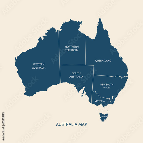 AUSTRALIA MAP WITH REGIONS illustration vector