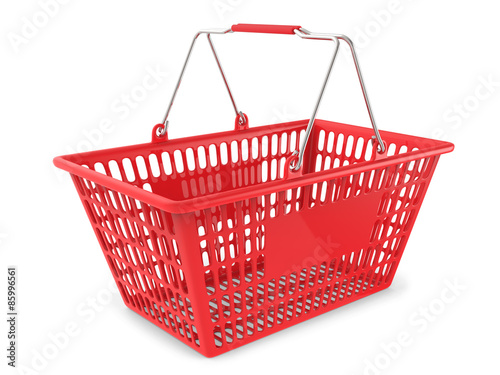 Red Shopping Cart Isolated on White Background