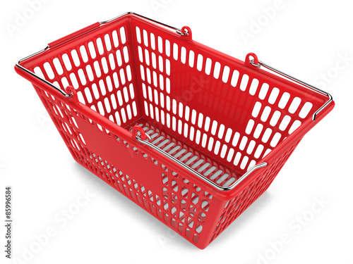 Red Shopping Cart Isolated on White Background