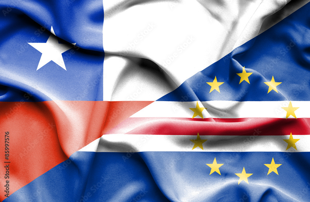 Waving flag of Cape Verde and Chile Waving flag of Cape Verde and Chile