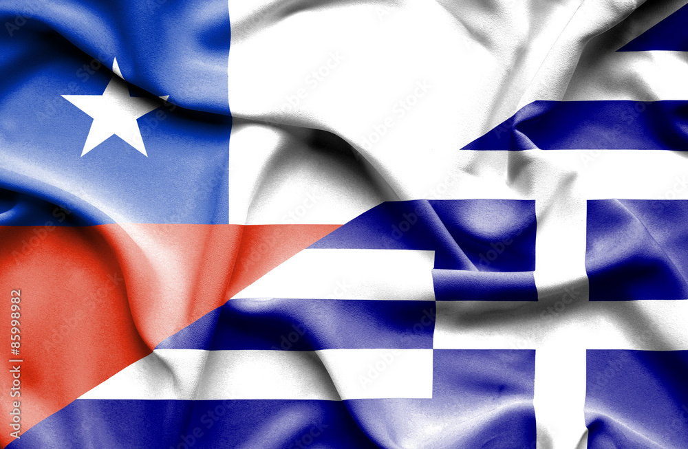 Waving flag of Greece and Chile Waving flag of Greece and Chile