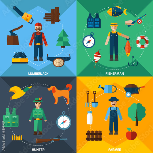 Nature Management Professions Icon Set