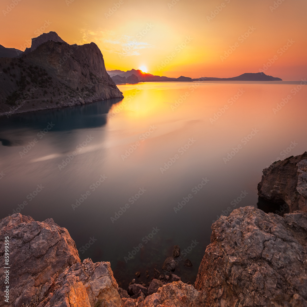 Minimalist Seascape. Coastal Sunrise.