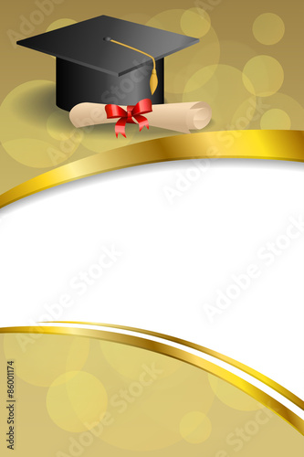 Background abstract beige education graduation cap diploma red bow vertical gold ribbon illustration vector