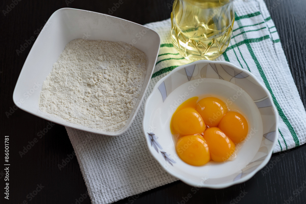 Five egg yolks and flour Five egg yolks and flour