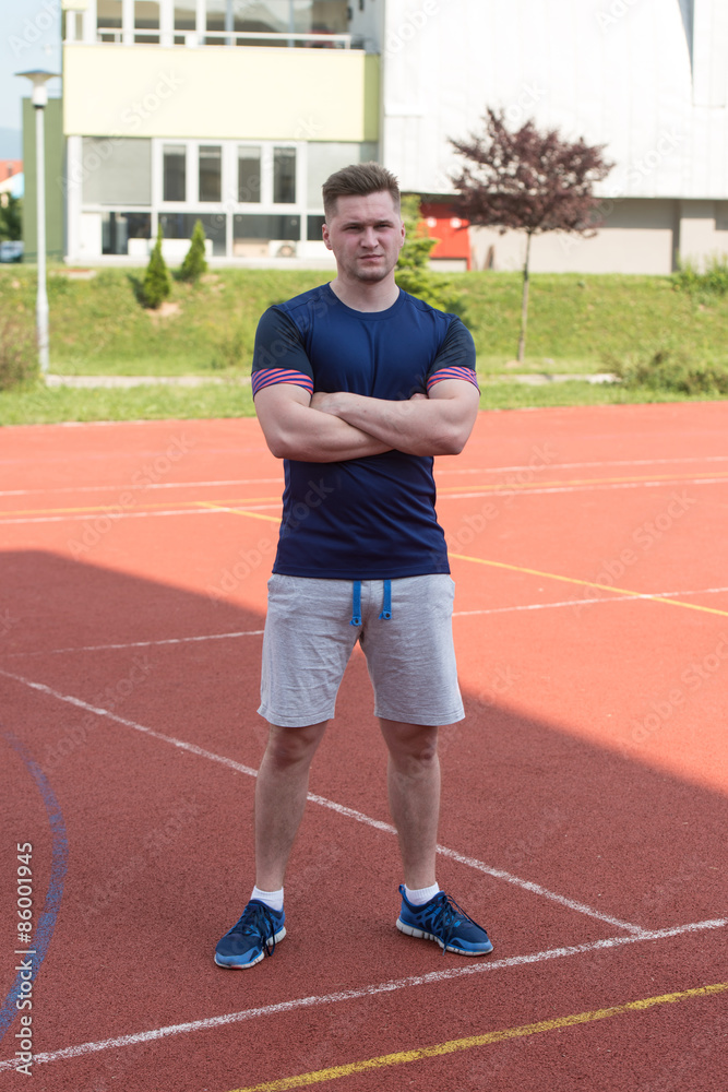 Athletic Man After Fitness Exercise Outdoor