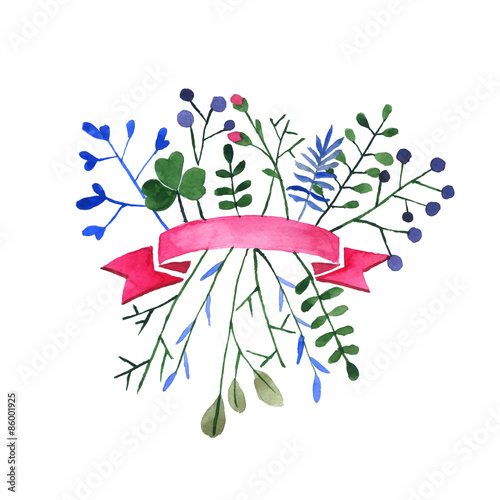 Floral background. Watercolor floral bouquet