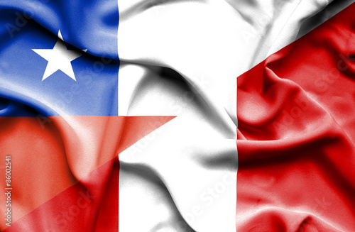 Waving flag of Peru and Chile