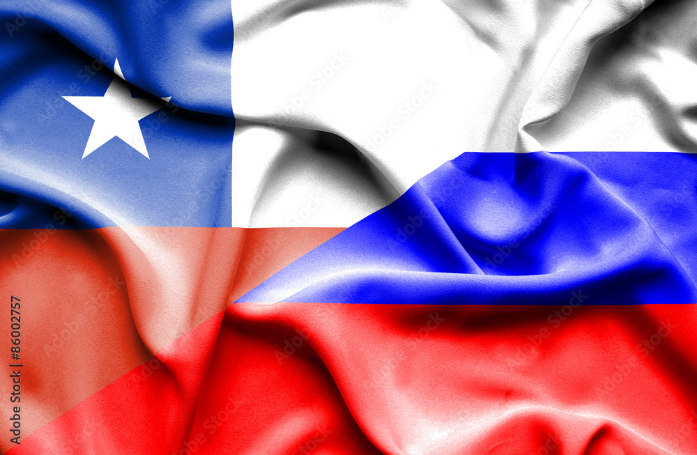 Waving flag of Russia and Chile Waving flag of Russia and Chile
