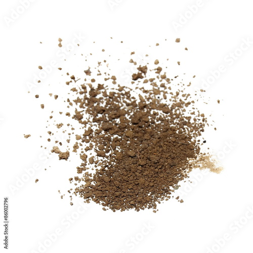 Pile of soil isolated on white background