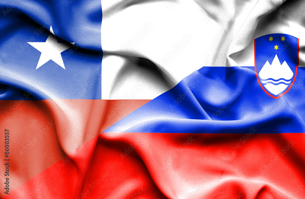 Waving flag of Slovenia and Chile Waving flag of Slovenia and Chile