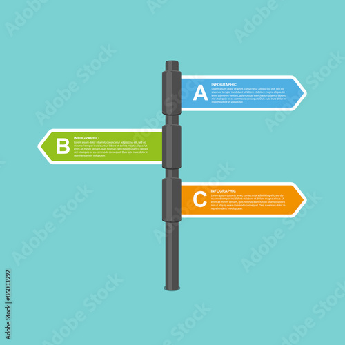 Modern flat arrow signpost business options infographics design template.