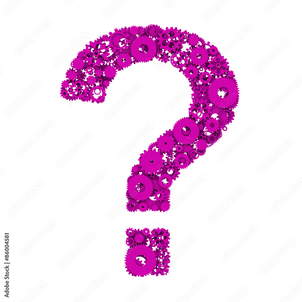 The question mark of gears. The figure of gear . 3D. The question mark of gears. The figure of gear . 3D.