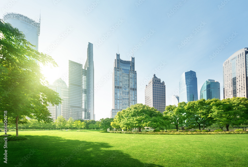 park in lujiazui financial center, Shanghai, China park in lujiazui financial center, Shanghai, China