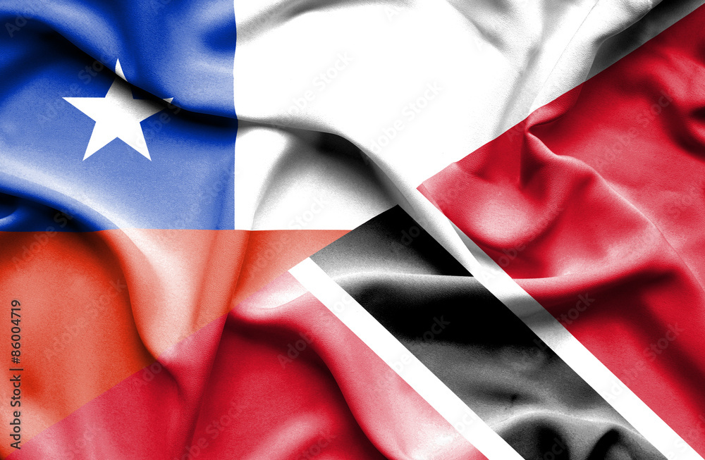 Waving flag of Trinidad and Tobago and Chile Waving flag of Trinidad and Tobago and Chile