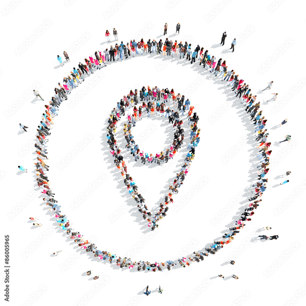 people in the shape of a map pointer. people in the shape of a map pointer.