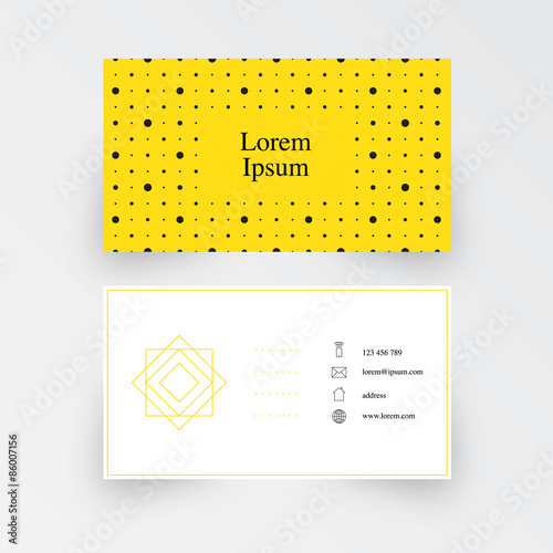 Modern simple business card template, geometric pattern, yellow background