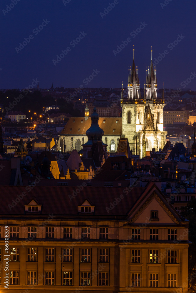 Fototapeta premium Prague view in the night, Czech Republic