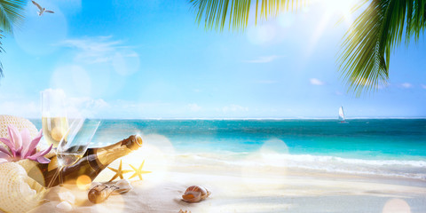 art honeymoon party on the tropical beach