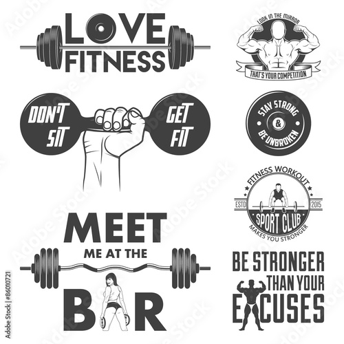 Fitness vector set. Vintage elements and labels.