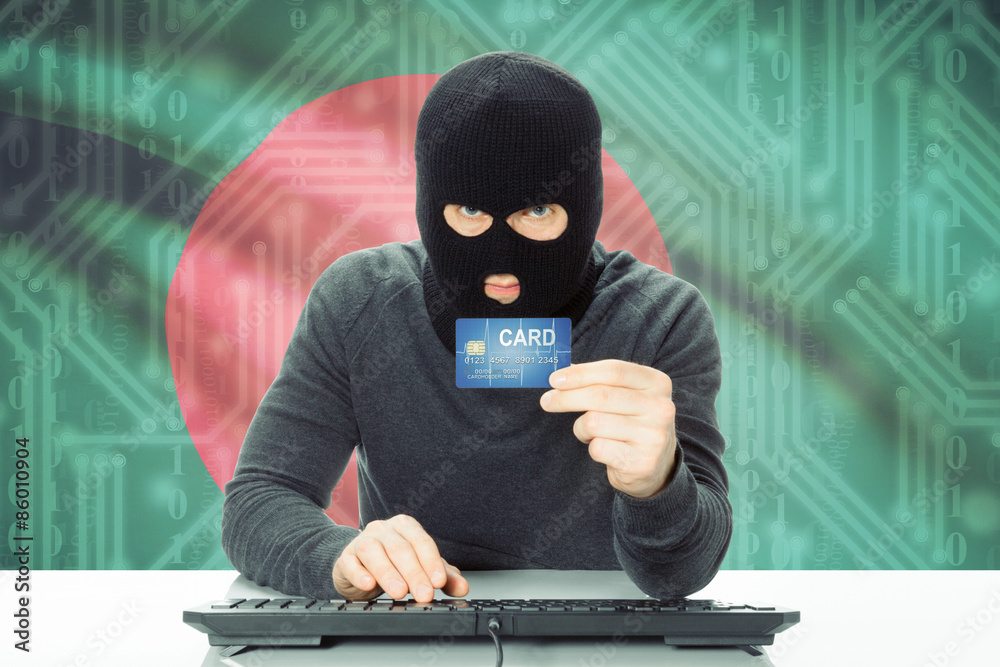 Concept of cybercrime with national flag on background - Bangladesh Concept of cybercrime with national flag on background - Bangladesh