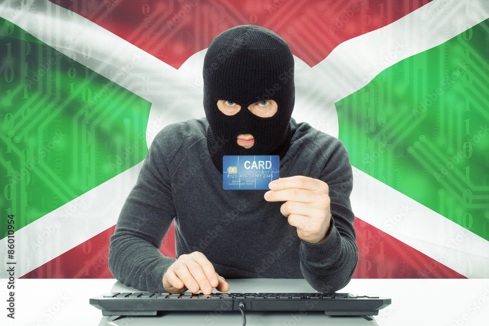 Concept of cybercrime with national flag on background - Burundi Concept of cybercrime with national flag on background - Burundi
