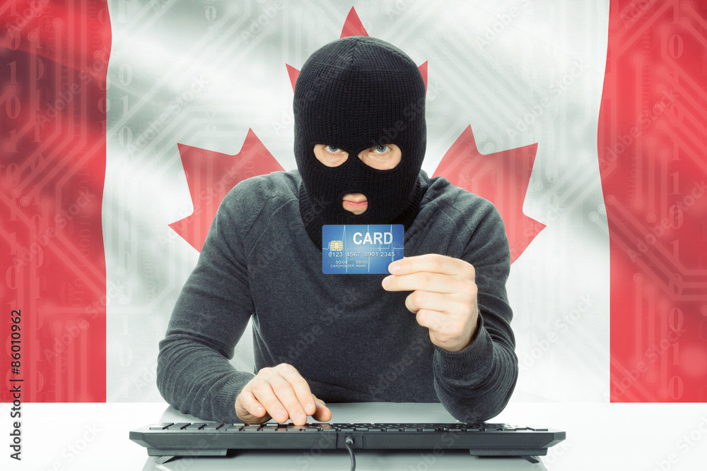 Concept of cybercrime with national flag on background - Canada Concept of cybercrime with national flag on background - Canada