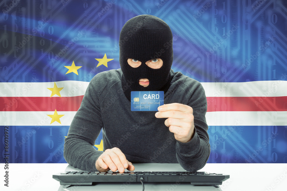 Concept of cybercrime with national flag on background - Cape Verde Concept of cybercrime with national flag on background - Cape Verde
