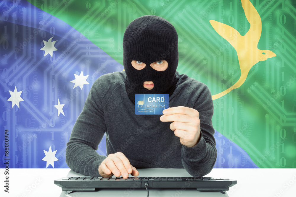 Concept of cybercrime with national flag on background - Christmas Island Concept of cybercrime with national flag on background - Christmas Island