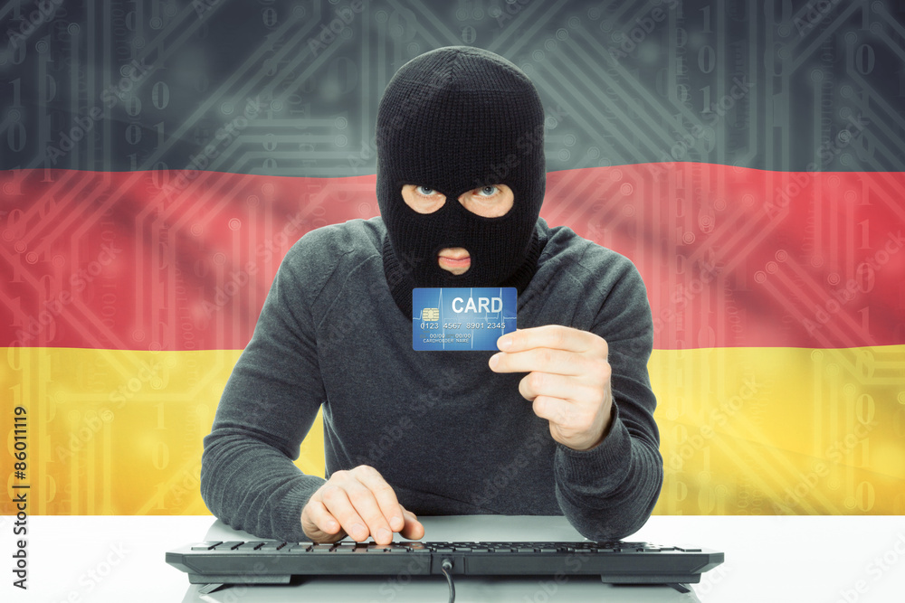 Concept of cybercrime with national flag on background - Germany Concept of cybercrime with national flag on background - Germany