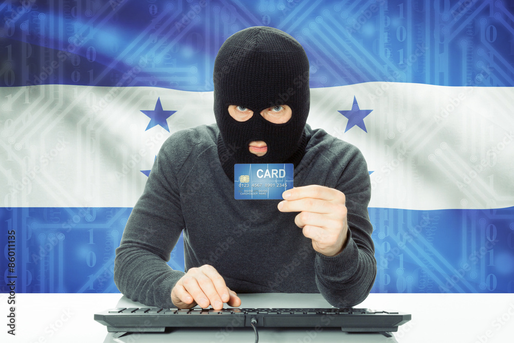 Concept of cybercrime with national flag on background - Honduras Concept of cybercrime with national flag on background - Honduras