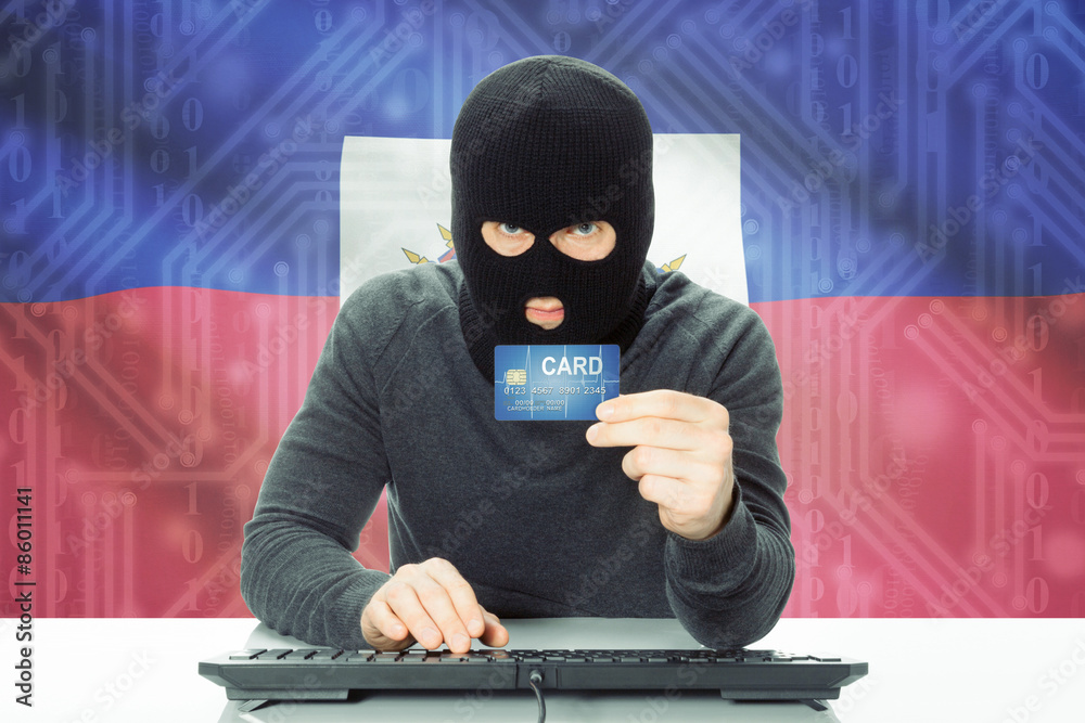 Concept of cybercrime with national flag on background - Haiti Concept of cybercrime with national flag on background - Haiti