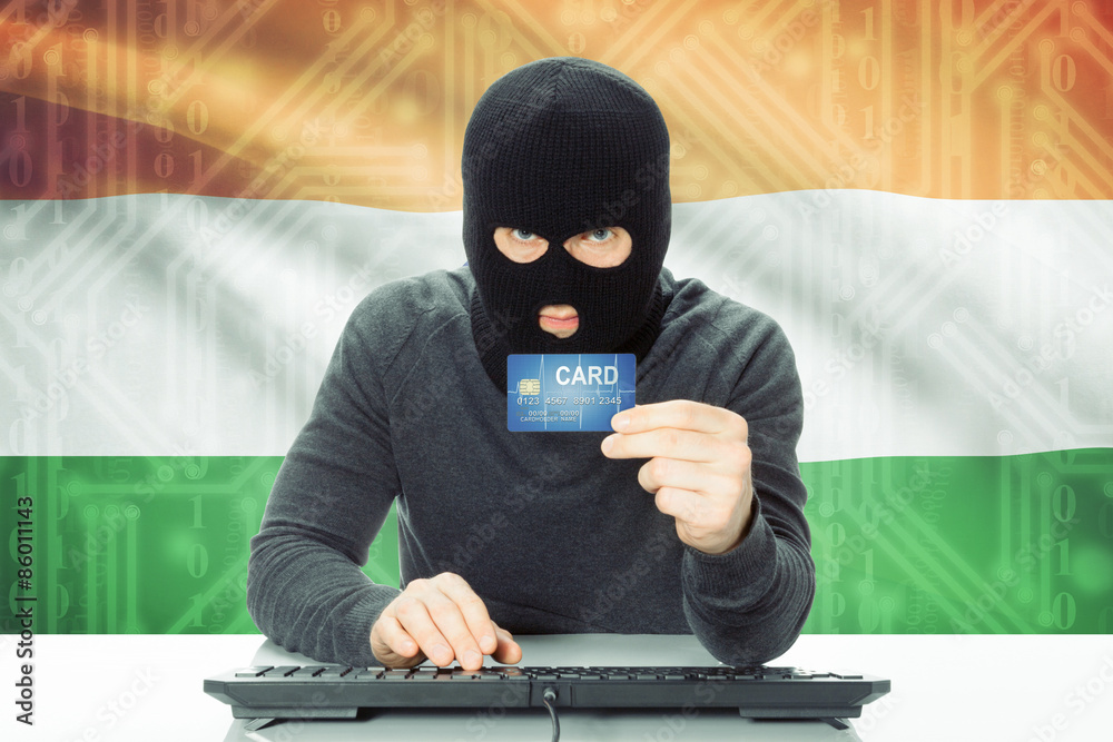 Concept of cybercrime with national flag on background - India Concept of cybercrime with national flag on background - India