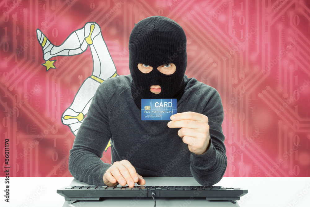 Concept of cybercrime with national flag on background - Isle of Man Concept of cybercrime with national flag on background - Isle of Man
