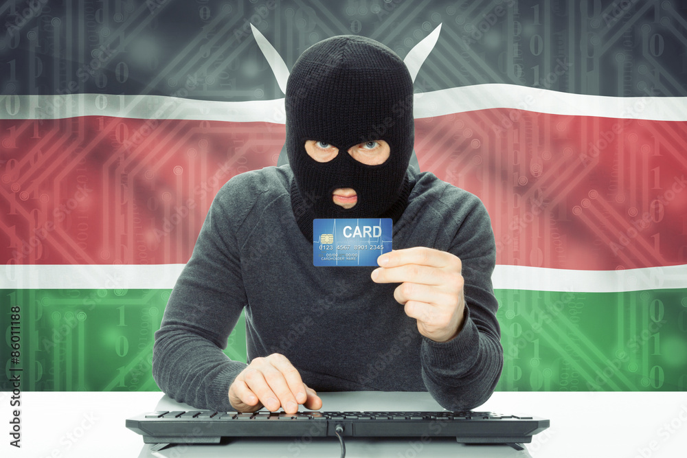 Concept of cybercrime with national flag on background - Kenya
