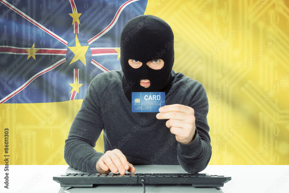 Concept of cybercrime with national flag on background - Niue Concept of cybercrime with national flag on background - Niue