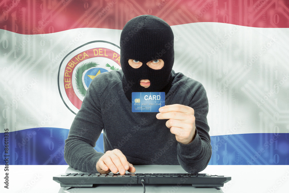 Concept of cybercrime with national flag on background - Paraguay Concept of cybercrime with national flag on background - Paraguay