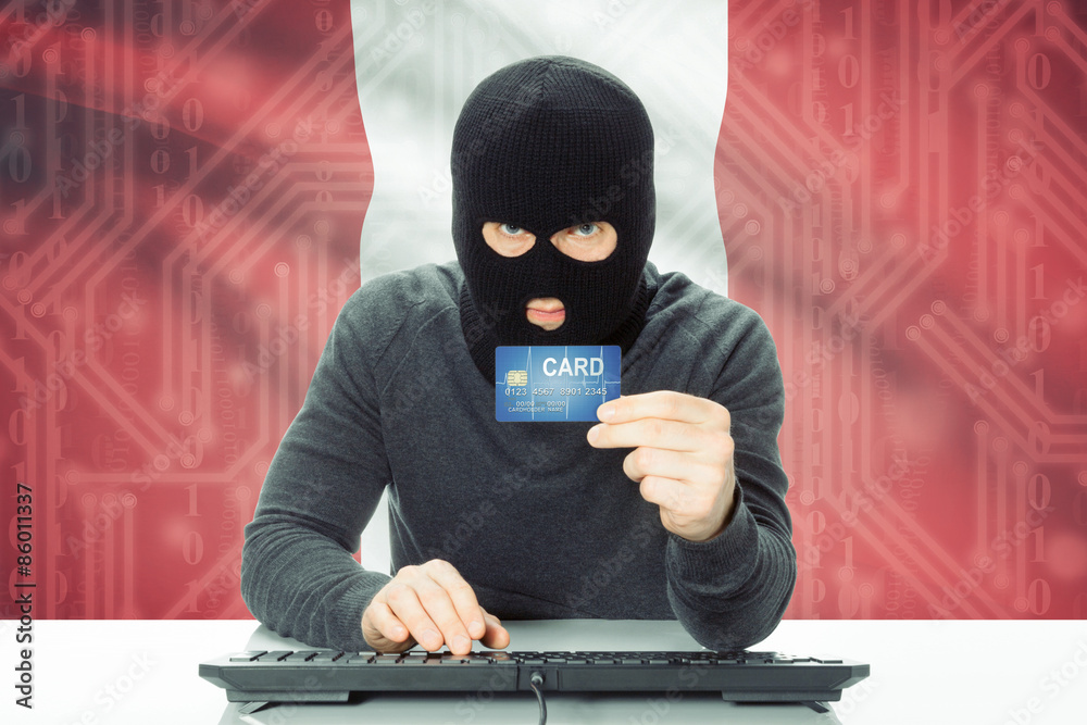 Concept of cybercrime with national flag on background - Peru Concept of cybercrime with national flag on background - Peru