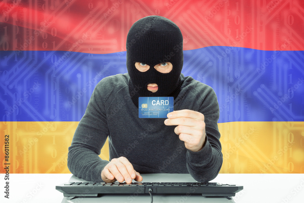 Concept of cybercrime with national flag on background - Armenia Concept of cybercrime with national flag on background - Armenia