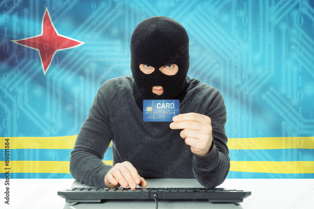 Concept of cybercrime with national flag on background - Aruba Concept of cybercrime with national flag on background - Aruba