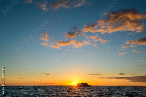 Sunset Boat Wide Angle