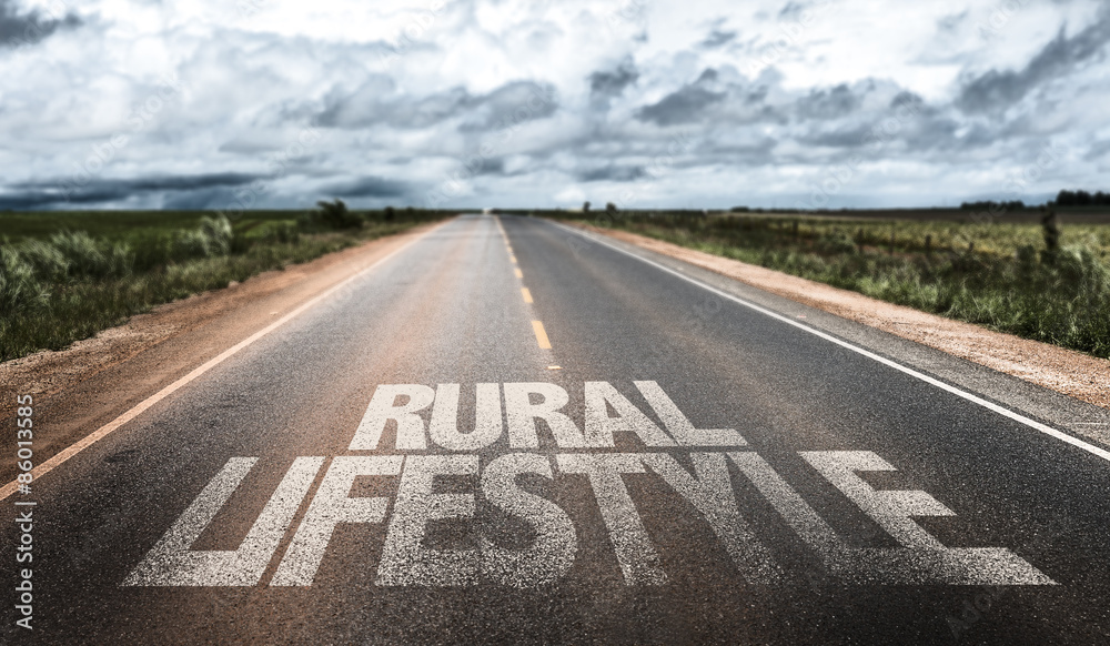Plakat Rural Lifestyle written on rural road