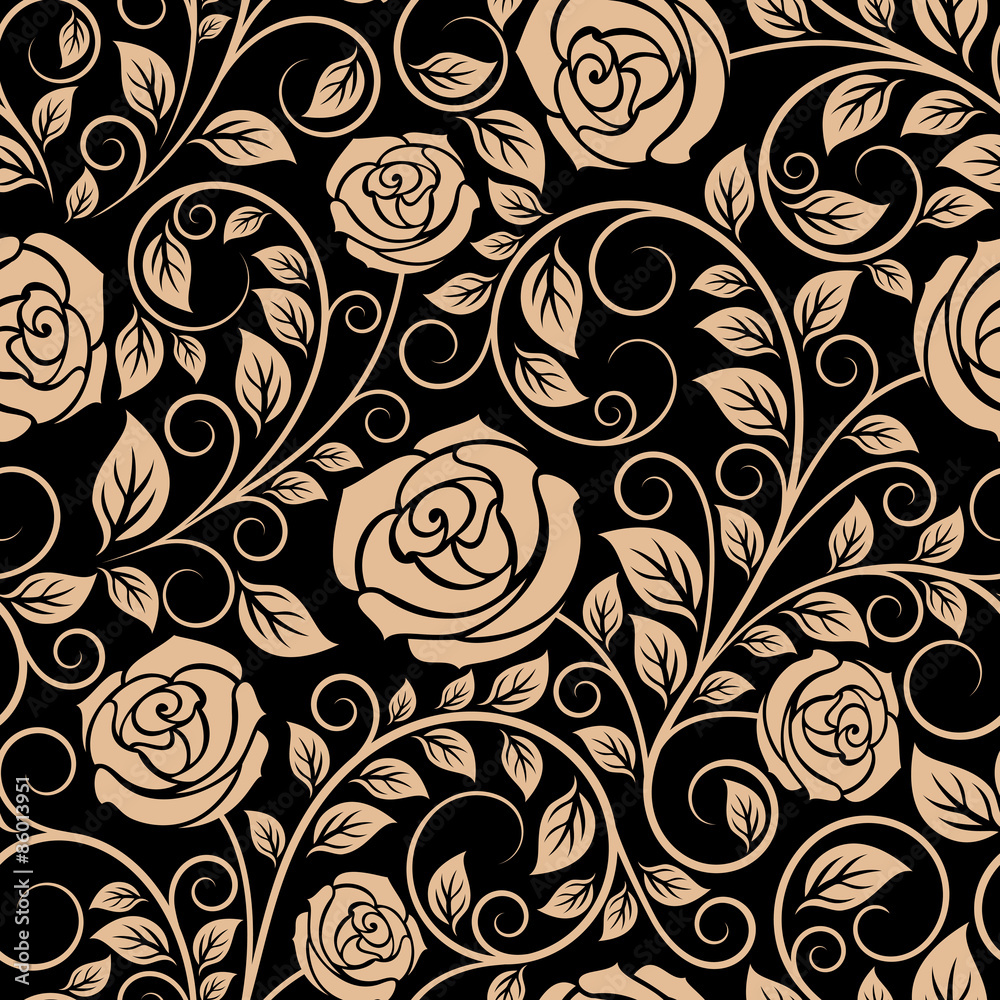 Luxury floral seamless pattern with blooming roses Luxury floral seamless pattern with blooming roses