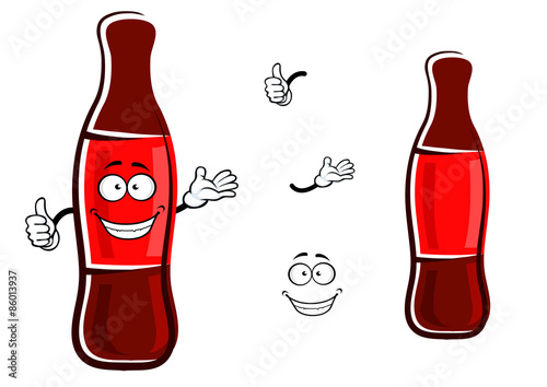 Cartoon bottle of soda with thumb up