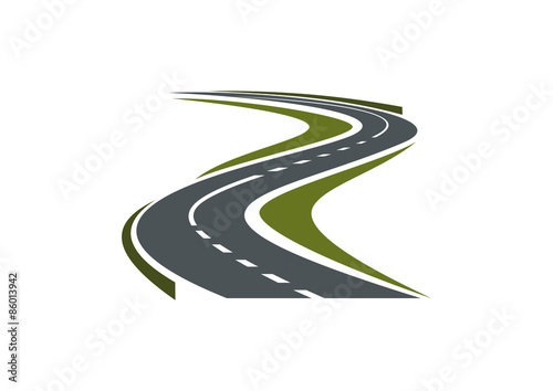 Winding paved road or highway icon