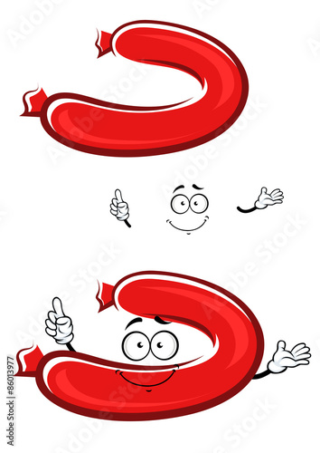 Funny smoked beef sausage cartoon character