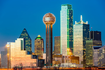 Dallas skyline at sunset