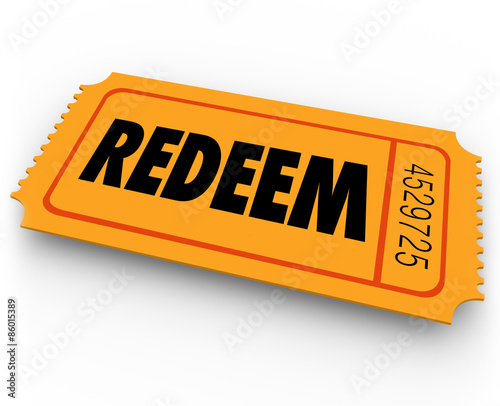Φωτογραφία Redeem Word Orange Ticket Redemption Special Offer Winning Conte
